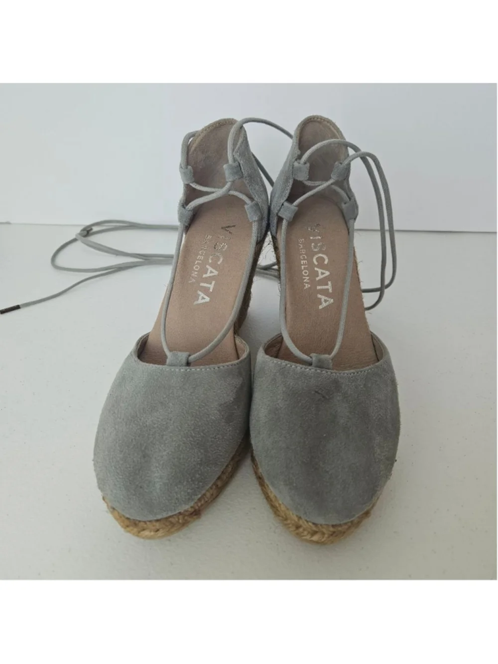 Viscata Gray Suede Espadrille Wedges Made in Spain Size 6.5